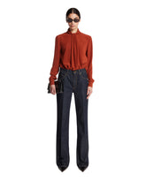 Orange Silk Ascot Blouse | PDP | Antonia
