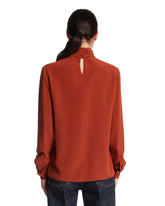 Orange Silk Ascot Blouse | PDP | Antonia