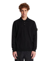 Black Long-Sleeve Wool Polo Shirt | PDP | Antonia