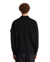 Black Long-Sleeve Wool Polo Shirt | PDP | Antonia