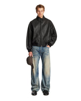 Black Leather Bomber Jacket | PDP | Antonia