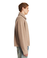 Cardigan In Lana Con Zip Beige | PDP | Antonia