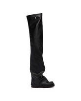 Black Robin OTK Flat Thigh-High Boots | PDP | Antonia