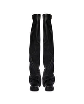 Black Robin OTK Flat Thigh-High Boots | PDP | Antonia