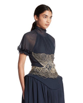 Black Silk Top with Embroidery | PDP | Antonia