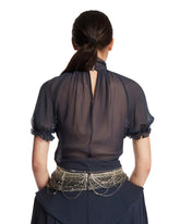 Black Silk Top with Embroidery | PDP | Antonia