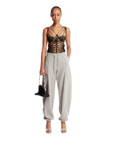 Gray Cotton Barrel Pants | PDP | Antonia
