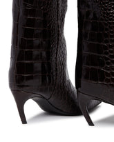 Brown Lea Python-Print Leather Boots | PDP | Antonia
