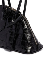 Black Crocodile-Effect Mini Sant Ambroeus Leather Bag | PDP | Antonia