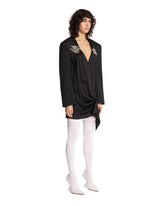 Black Draped Mini Dress with Jewel Embellishments | PDP | Antonia