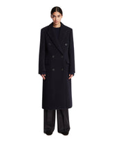 Blue Double-Breasted Wool Coat | PDP | Antonia