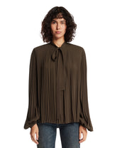 Camicia Lavalliere In Viscosa Marrone | PDP | Antonia