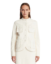 White Short Leather Jacket with Patch Pockets | PDP | Antonia