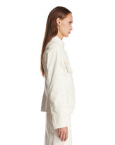White Short Leather Jacket with Patch Pockets | PDP | Antonia