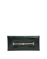 Clutch T-Strap In Pelle Stampa Cocco Verde | PDP | Antonia