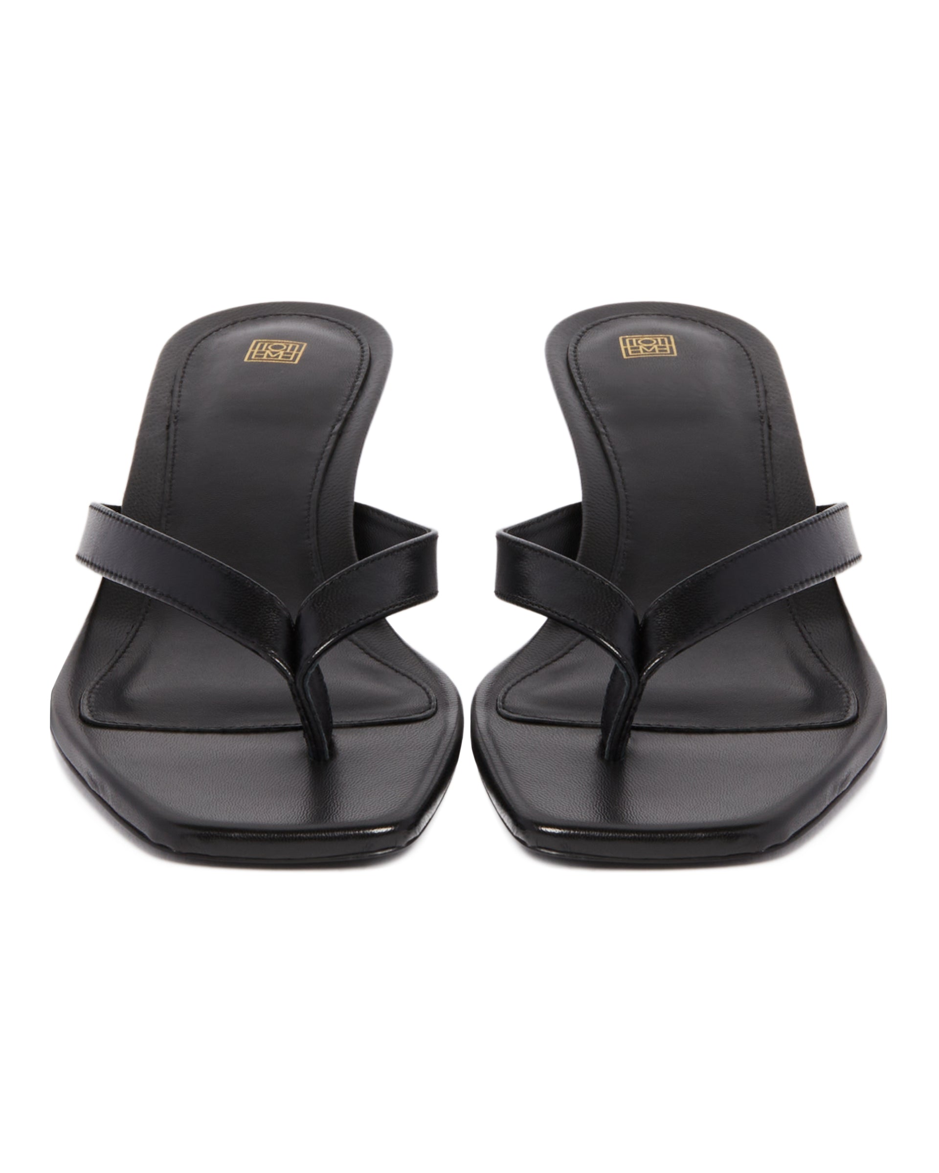 Black Leather Thong Sandals | TOTEME - Antonia