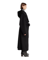 Black Hooded Wool Belted Coat | PDP | Antonia