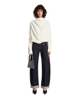 White Viscose Blouse With Scarf Neckline | PDP | Antonia