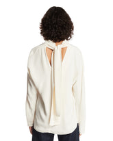 White Viscose Blouse With Scarf Neckline | PDP | Antonia