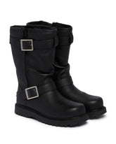 UGG x Willy Chavarria Black Leather Biker Boots | PDP | Antonia