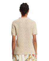 Beige Crochet-knit T-Shirt | PDP | dAgency