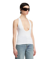 White Plunging Neckline Top | PDP | dAgency