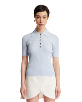 Light Blue Ribbed Polo Shirt - COURREGES WOMEN | PLP | dAgency