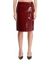 Red GG Leather Midi Skirt | PDP | dAgency