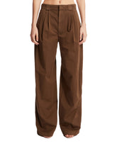 Brown Pleated Wide Leg Pants - Women's trousers | PLP | dAgency