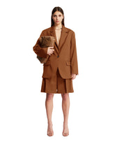 Brown Pleated Shorts - Women | PLP | dAgency