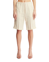 White Pinstripe Bermuda Shorts - new arrivals women's clothing | PLP | dAgency
