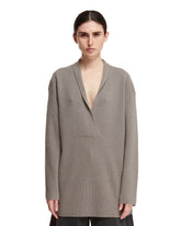Gray Overlapped V-Neck Sweater - new arrivals women's clothing | PLP | dAgency