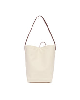 White and Burgundy Medium N/S Park Tote | PDP | Antonia