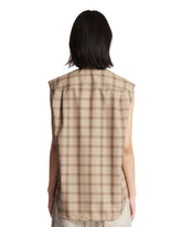 Beige Checked Sleeveless Shirt | PDP | Antonia