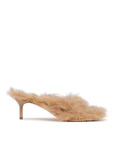 Beige Fur-Trimmed Heeled Sandals | PDP | Antonia