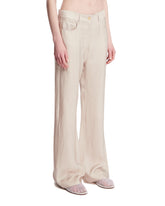 Beige Checkered Fluid Trousers | PDP | Antonia