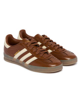 Brown Leather Gazelle Indoor Sneakers | PDP | Antonia