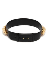 Black Torsion Jewel Leather Belt | PDP | Antonia