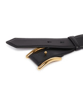 Black Curve Leather Belt | PDP | Antonia