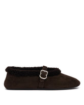 Brown Shearling Flat Ballerinas | PDP | Antonia