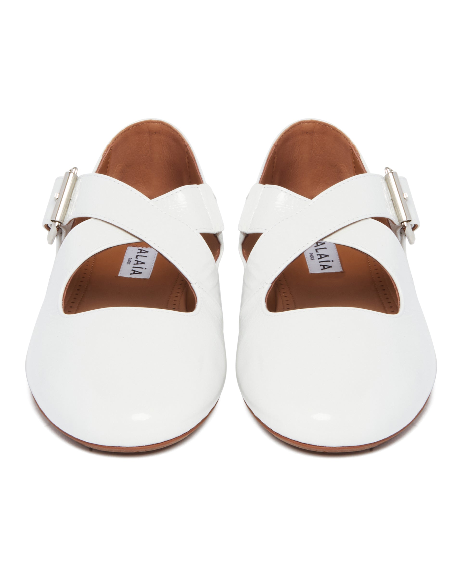 White Criss Cross Ballet Flats | ALAIA - Antonia