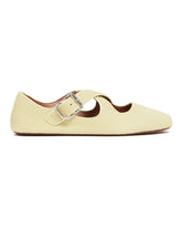 Yellow Cross-Strap Flat Ballerinas | PDP | Antonia