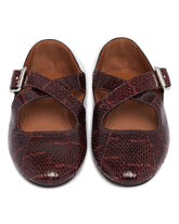 Brown Python-Print Crisscross Flat Ballet Flats | PDP | Antonia