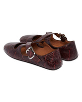 Brown Python-Print Crisscross Flat Ballet Flats | PDP | Antonia
