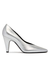Silver Leather Cone Pumps | PDP | Antonia