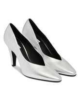Silver Leather Cone Pumps | PDP | Antonia