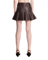 Brown Leather Ruffle Skirt | PDP | Antonia