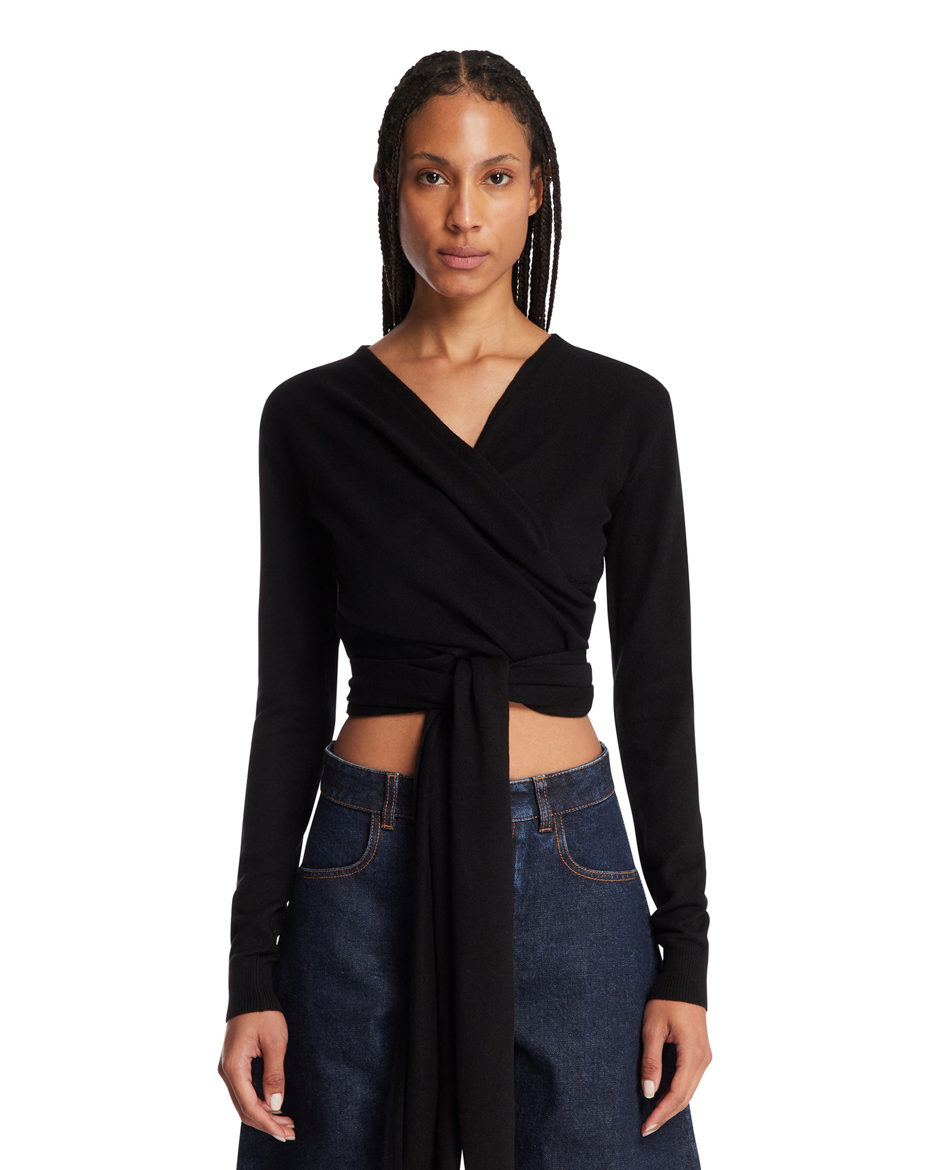 Black Crossed Top | ALAIA - Antonia