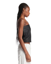 Black Balloon Leather Top | PDP | Antonia