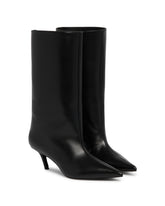 Black Fiona Leather Boots - Amina muaddi women | PLP | Antonia